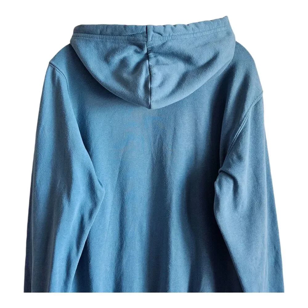 THE NORTH FACE Men S Hoodie Sweatshirt Blue Logo Drawstring Kangaroo Pocket 42
